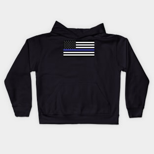 US Flag "Thin Blue Line" B&W Kids Hoodie